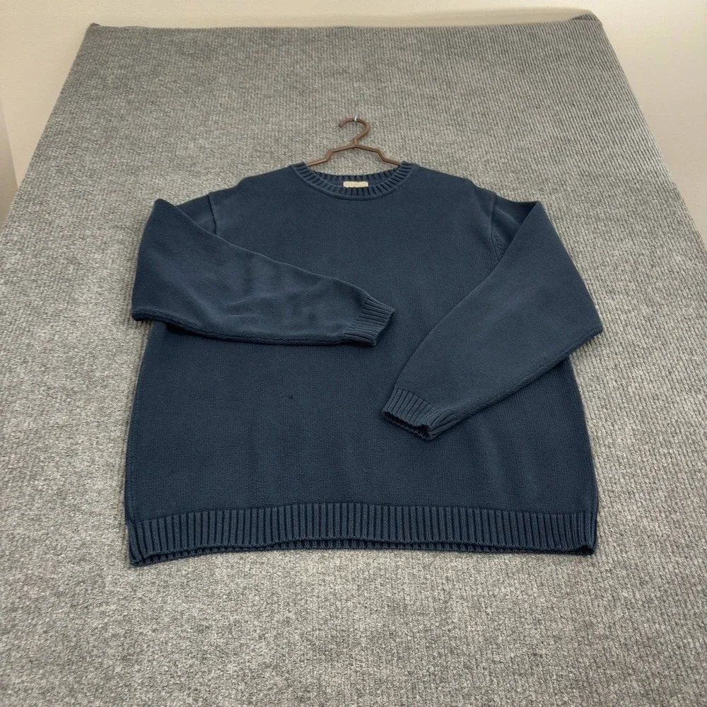 L.L.‎ Bean Sweater Mens XXL Navy Blue Cotton Crewneck Ribbed Casual Classic